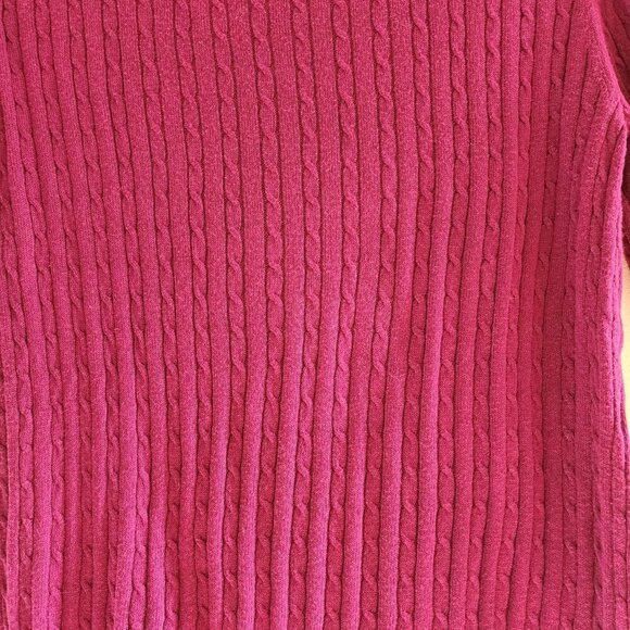 Banana Republic Cable Knit Sweater Burgundy Long Sleeve Scoop Neck Women Large - Picture 8 of 9